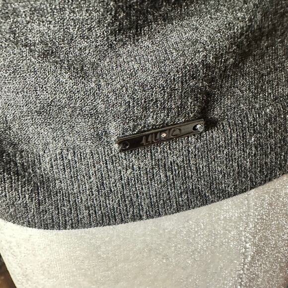 LIU JO Gray Shimmer Glitter Ruffle Open Cardigan Sweater Women's XS - Picture 6 of 9